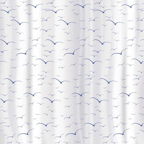 TATKRAFT SEAGULLS RIDEAU DE DOUCHE 180 X 180 CM TEXTILE POLYESTER AVEC 12 ANNEAUX
