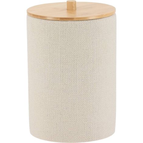 Cestino rotondo in poliresina da 6 l con effetto rete e coperchio in bambù - naturale - Tendance (1/3)