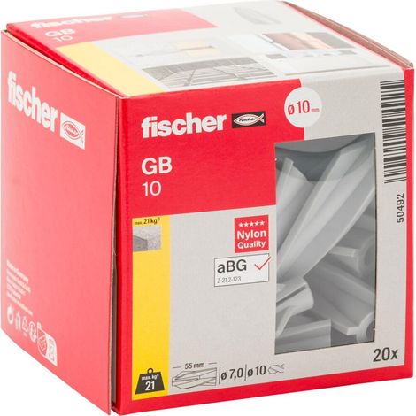 Cheville Nylon spéciale Béton cellulaire GB - ø10 x 55 mm - Lot de 20 (1/5)