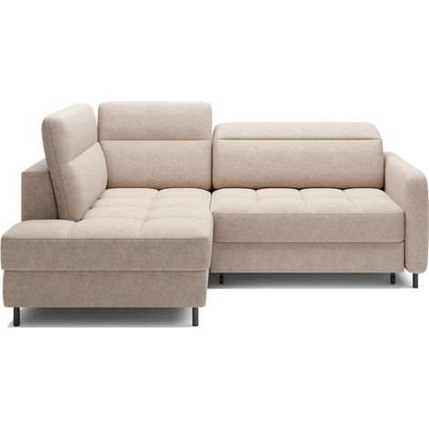 Divano letto angolare sinistro BARNEA 208 cm crema con contenitore (1/5)