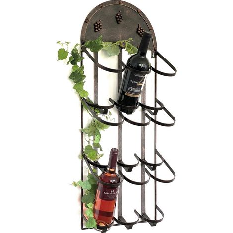 DanDiBo Weinregal Wand Metall Bronze 96192 Flaschenständer für 9 Flaschen Flaschenregal Flaschenhalter Weinflaschenregal (1/5)