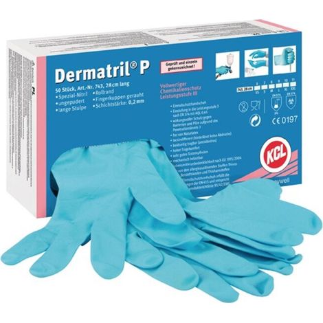 KCL Dermatril P 743-7 50 St. Nitril Einweghandschuh Größe (Handschuhe): 7, S
