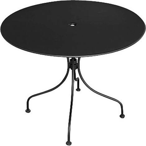 Tavolo Tondo da Giardino Ø90 cm in Ferro Vorghini Baveno Nero (1/3)