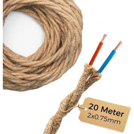 20 Mètres de câble textile vintage en lin, 2 conducteurs de 0,75mm² (1/5)