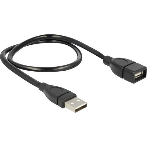 Delock Câble USB USB 2.0 USB-A mâle, USB-A femelle 0.50 m noir câble col-de-cygne flexible 83499 (1/3)