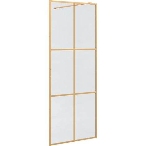 vidaXL Walk-in Shower Wall Gold 80 x 195 cm Tempered Glass