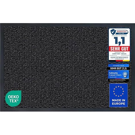 Non-Slip Entrance Doormat 40 x 60 cm Black Grey Anthracite