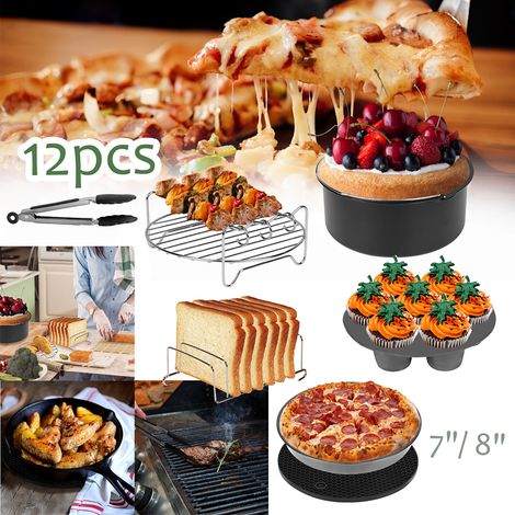 Wolketon Heißluftofen Heißluftfritteuse Fritteuse Backzubehör.Grillzubehör Pizza Pfanne Kuchenfass Pizzapfanne Silikonmatte 12tlg 7''8'' Zubehör