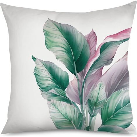Housse de coussin, Coussin motif feuillage vert, doux et tendance (1/5)