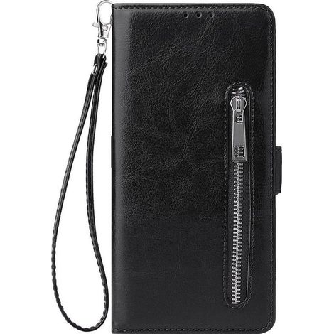 Étui portefeuille pour Samsung Galaxy S20 Ultra - Avec fermeture éclair - Noir - Coque avec rangement cartes (1/5)