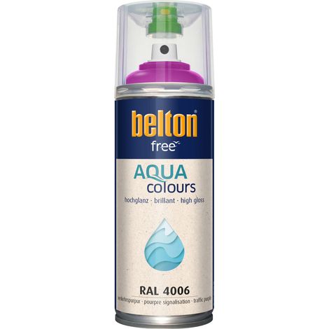 belton free Lackspray AQUAcolours 400 ml verkehrspurpur hochglanz Wasserlack (1/3)