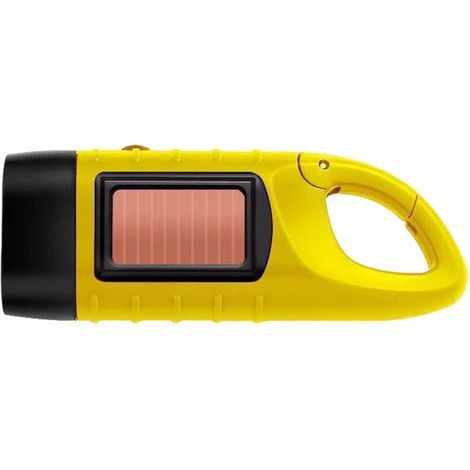 Torcia a LED con clip - Torcia a manovella - Torcia impermeabile - Torcia solare - Torcia di sopravvivenza - Illuminazione di emergenza - Manovella - Alimentata a energia solare - Con moschettone - Id (1/5)