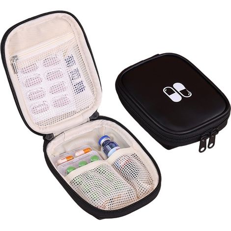 Mini trousse de voyage portable pour médicaments, organisateur de trousse de premiers secours, rangement médical compact (1/5)