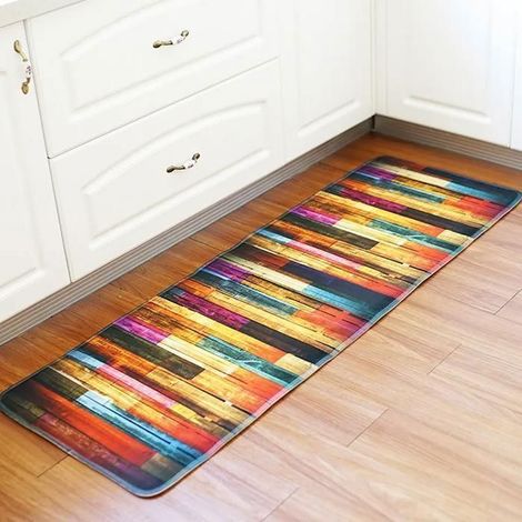 Tapis de Couloir, Polyester Tapis de Cuisine, Lavable antiderapant Tapis Cuisine, Tapis Chambre, 55×160cm. (1/4)