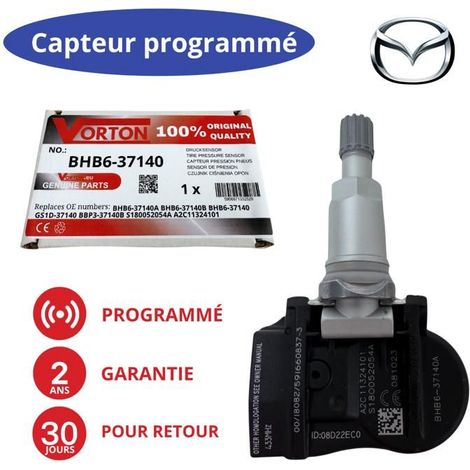 Sensore TPMS preprogrammato 433MHz per Mazda (BHB6-37140 / GS1D-37140) — 5 anni di batteria, 2 anni di garanzia