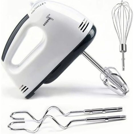 Batteur électrique à main, 7 niveaux, comprend 2 fouets, 2 crochets pétrisseurs en acier inoxydable, 1 fouet, passe au lave-vaisselle (1/5)