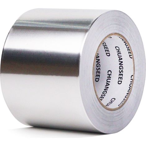 Ruban Adhésif Aluminium,100mmX50m,Bande adhesive aluminium haute temperature,Aliminum foil tape,argent,Isolation thermique,réparationde tuyaux,fixation,ignifuge (1/5)
