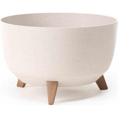 Pflanzgefäß OSLO creme 40x25 cm Kunststoff/Holzfasern auf Füßen mit Einsatz (1/4)
