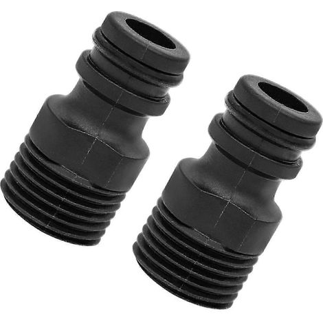 Lot de 2 raccords rapides pour tuyau d'arrosage, filetage mâle en plastique, 1/2 pouce. (1/5)