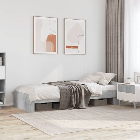 Estructura de cama madera de ingeniería gris hormigón 90x190 cm