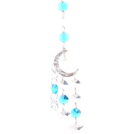 Carillon éolien en cristal, attrape-soleil suspendu en forme de lune pour jardin ou cour intérieure