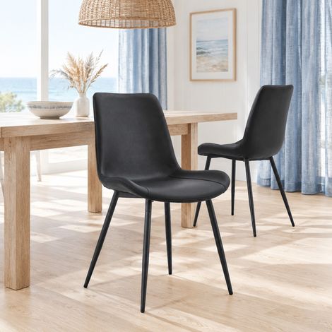 Set di 4 sedie da pranzo in PU nero, struttura metallica, 83 x 50 x 47 cm, DESVIAE (1/5)