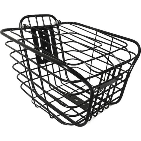 Panier avant vélo fer noir grande capacité multifonctionnel panier électrique avec couvercle accessoires cyclisme (1/5)