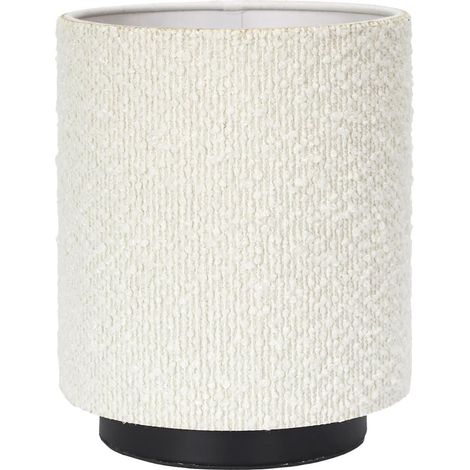 Lampe à poser socle métal noir abat-jour bouclette (H20cm)