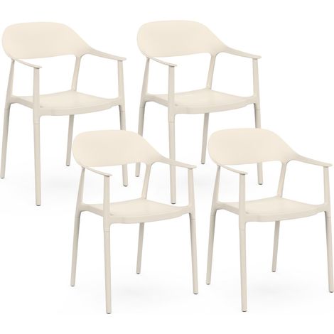 Set di 4 sedie da giardino impilabili in polipropilene SUZON beige (1/5)