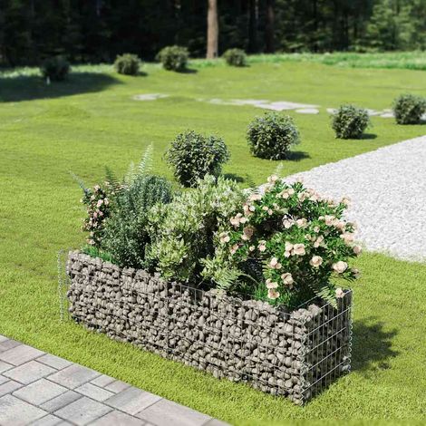 Lit surélevé à gabion-Jardinière en cage à pierre-Jardinière à gabion Acier galvanisé 180x50x50 cm (1/5)