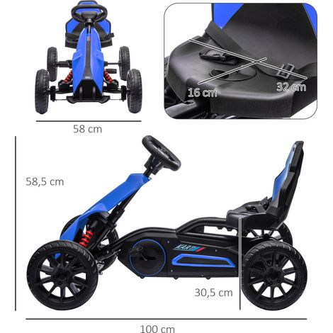 Go Kart Pedal Go Kart Rückwärts-uns Vorwärtsgang, für Kinder von 3 bis 8 Jahren, Blau (1/5)