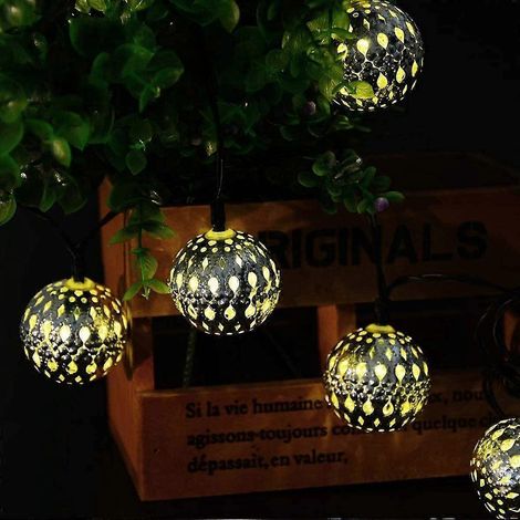 Lichterkette, wasserdicht, 40 LEDs, Metall-Kelchlaterne, Solar-Lichterkette mit 8 Modi, Ambientebeleuchtung für Garten, Hochzeit, Party, Weihnachtsdekoration (1/5)