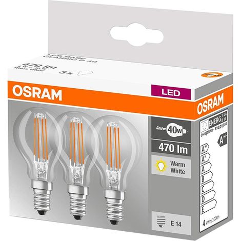 Osram - led retrofit classic p 40 4w/827 230 fl e14 pack van 3 stuks - 4058075819337 - 4058075819337
