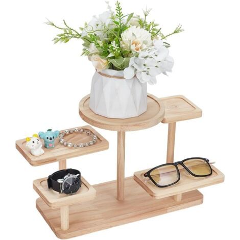 BUNTHAUS Support de Présentation à 5 Niveau en Bois à Plusieurs Niveaux Présentoir en Bois Présentoir à Bijoux en Bois Support Organisateur de Bijoux pour Bijoux Plantes Succulentes (1/4)