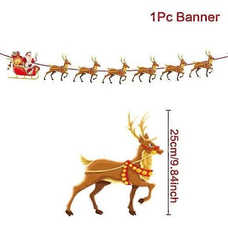 Bannière de Noël avec le Père Noël, décorations de Noël pour la maison, ornements de Noël à suspendre, fête de Noël, Noël, Nouvel An (1/5)