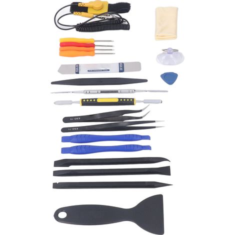 Kit de nettoyage et d'entretien électronique ergonomique en acier inoxydable pour le démontage et la réparation de téléphones (20 pièces) (1/5)