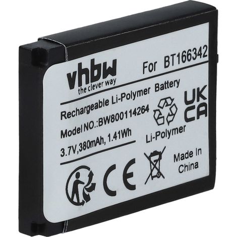 vhbw Akku Ersatz für BT166342 für Smartwatch Uhr Fitnessarmband (380mAh, 3,7V, Li-Polymer)
