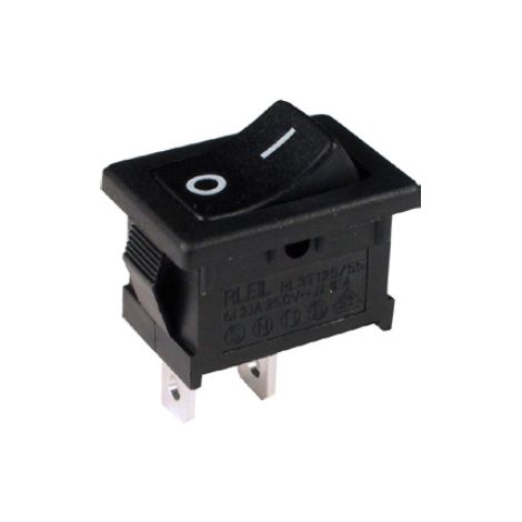 Bouton ON/OFF Noir 13x19mm Bipolaire 2NO 6A en 250V / 090 651