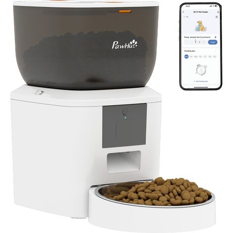 Distributeur Nourriture Chat Chien WiFi 4L, App Tuya, 1-10 Repas, Enregistrement Vocal 10s, Bol Inox (1/5)