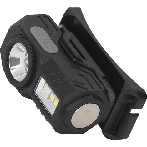 Lampe frontale à détecteur de mouvement, plusieurs modes d'éclairage, haute luminosité, LED magnétique, avec bandeau et clip pour casquette, pour une utilisation en extérieur (noir). (1/5)