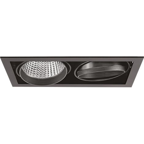 KIT QUADRA DUO -Downlight orient. noir 2 mod. LED 34W 3000K 40° 3300lm incl ARIC 51216