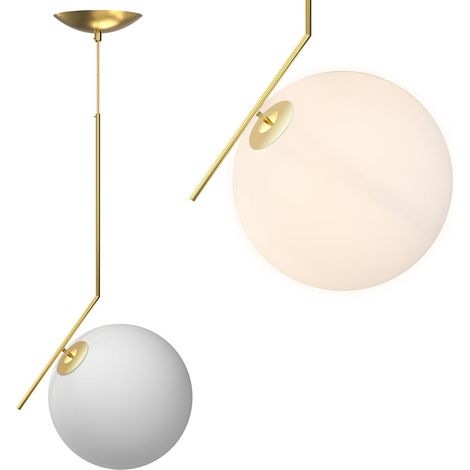 Lampadario Lampada Sospensione Sfera 25 cm Design Moderno Paralume Metallo Oro