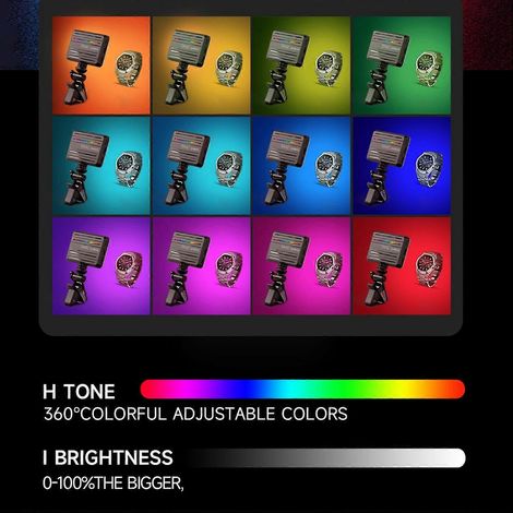 RGB-LED-Videoleuchte im Taschenformat, dimmbar von 2500 K bis 9000 K, 10 Lichtszenen-Effekte für Videokonferenzen (1/4)