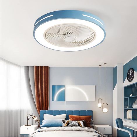 Ventilateurs de Plafond , Ventilateurs de Plafond À Distance/Application Avecsilentaron Style Motor Réversible 6 Vitesses Pour Chambre À Coucher Salon Kids Room,Bleu (1/5)