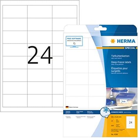 Herma 4389 Etiquette pour produits surgelés 66 x 33.8 mm papier blanc 600 pc(s) fixation permanente imprimante à jet d' (1/5)