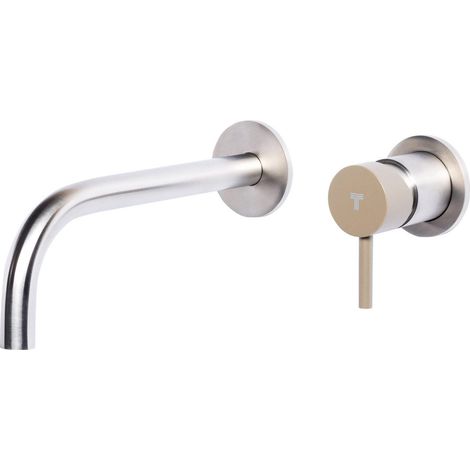 Rubinetto Miscelatore Monocomando Lavabo da Parete in Acciaio Inox Maniglia Deserto (1/2)