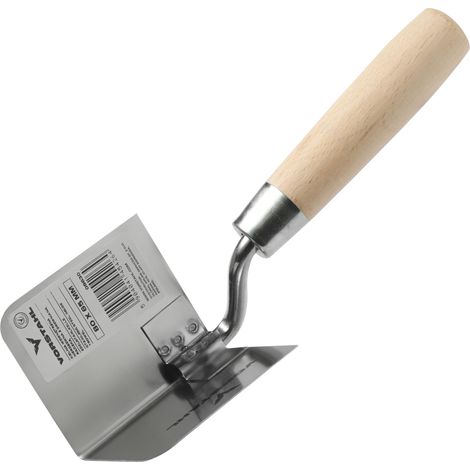 Truelle d'angle intérieure, acier inoxydable, manche en bois, 80x65mm, Vorstahl (1/3)