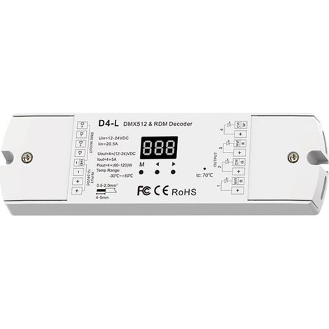 Decodificador DMX512 y RDM 4 Canales 12-24V SKYDANCE D4-L RGBW+CCT (1/4)