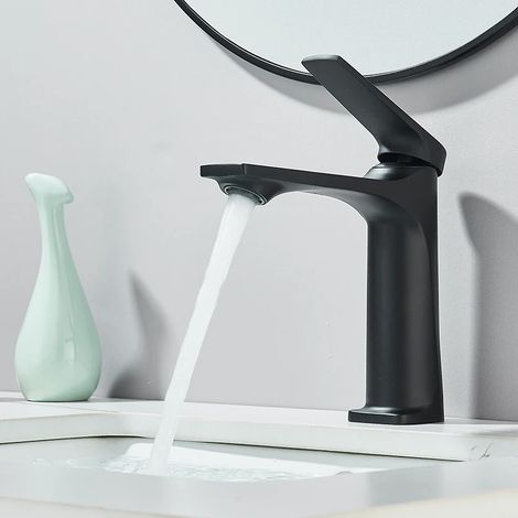 WASCHTISCHARMATUR, heißer und kalter Mischer, Schwarz