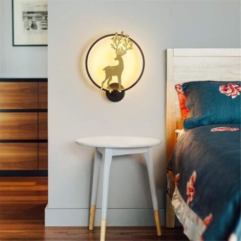 Applique murale nordique Elk, lampe de chevet dans la chambre à coucher moderne minimaliste créatif escalier balcon décoration LED allée lampe pour salon chambre, Noir, trois couleurs de lumi (1/3)